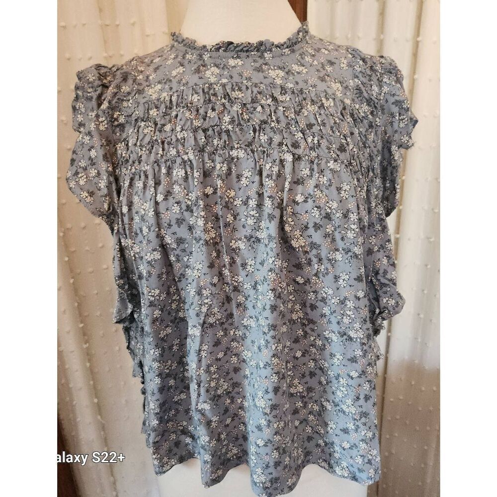 F48 Dress Forum floral summer blouse with ruffles and smocking